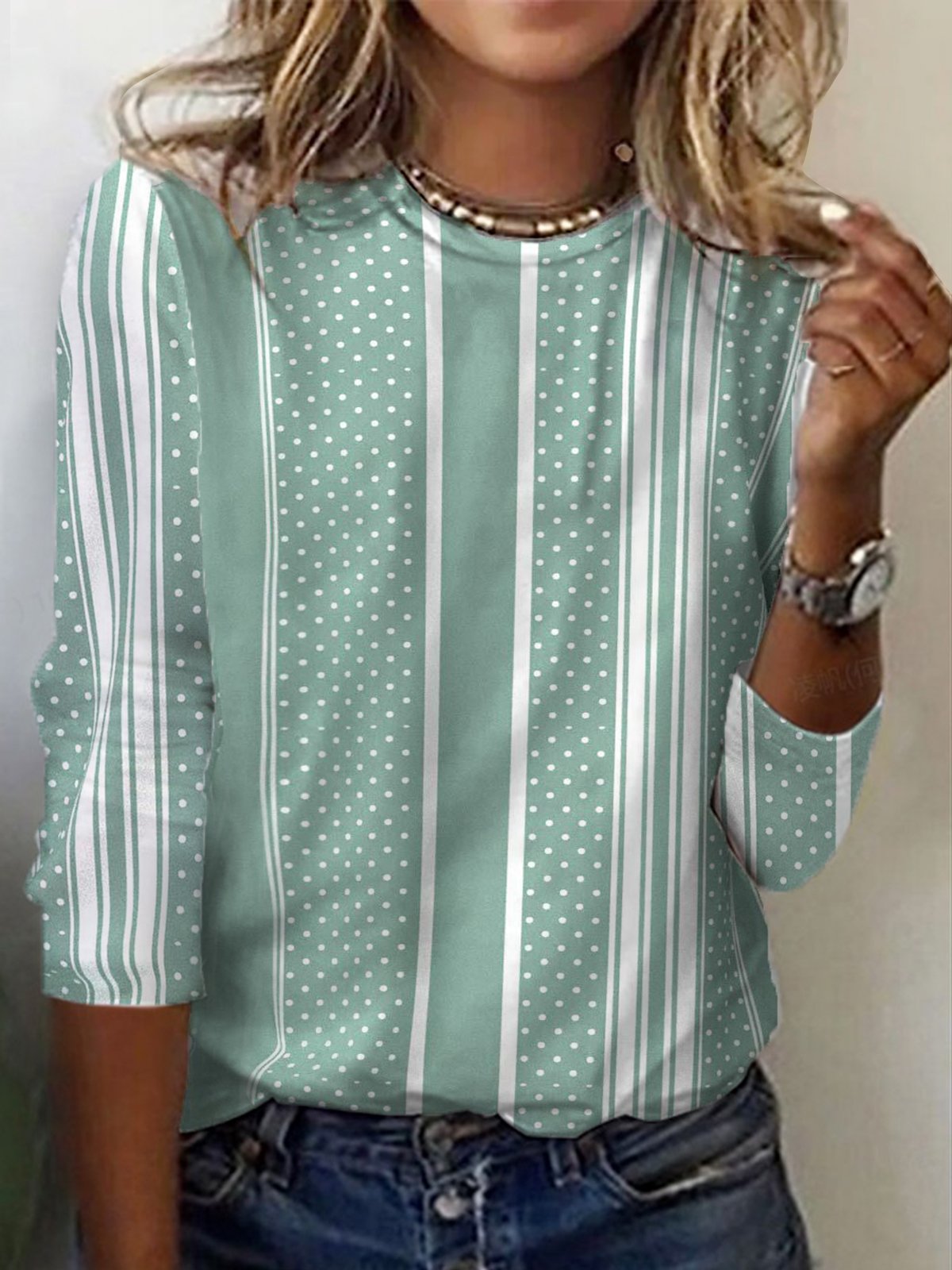 Women's Long Sleeve Tee T-shirt Spring/Fall Striped Jersey Crew Neck Daily Going Out Casual Top