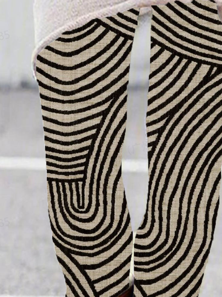 Women's Casual Abstract Stripes Jersey All Season Long Leggings