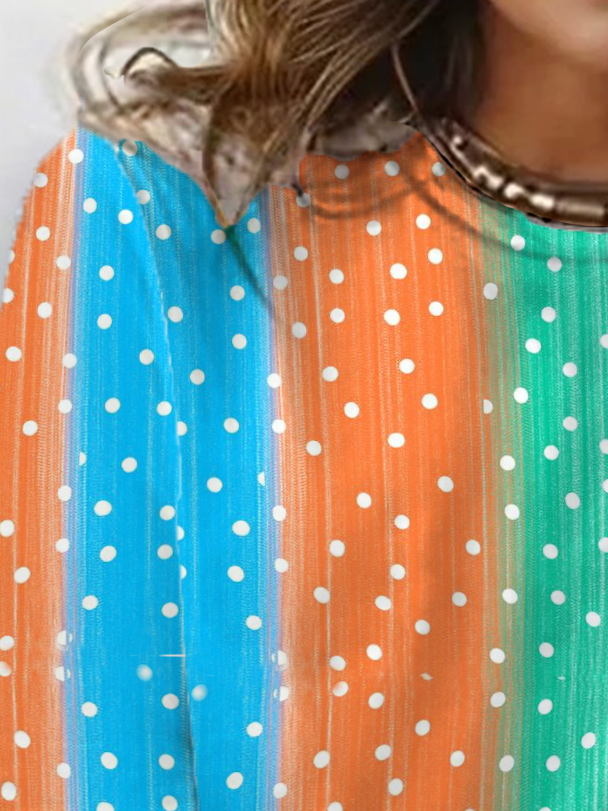 Women's Long Sleeve Tee T-shirt Spring/Fall Striped Jersey Crew Neck Daily Going Out Casual Top