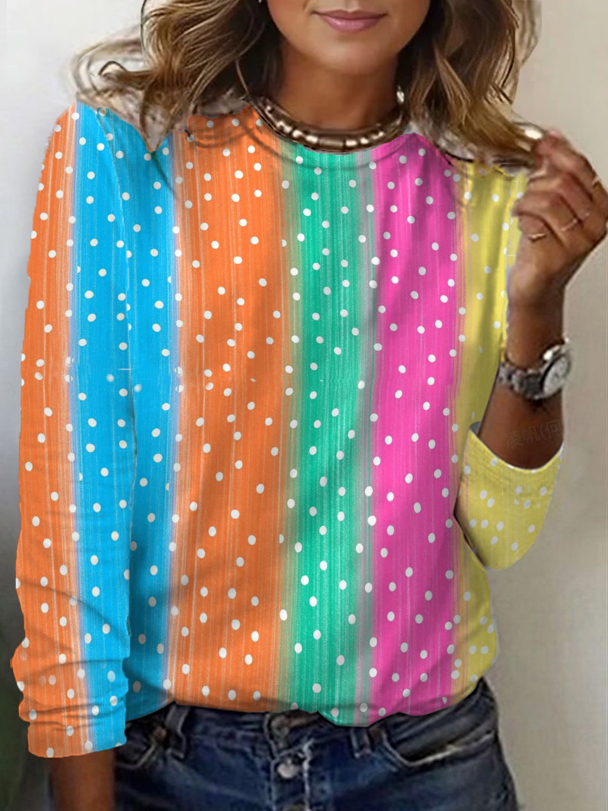 Women's Long Sleeve Tee T-shirt Spring/Fall Striped Jersey Crew Neck Daily Going Out Casual Top