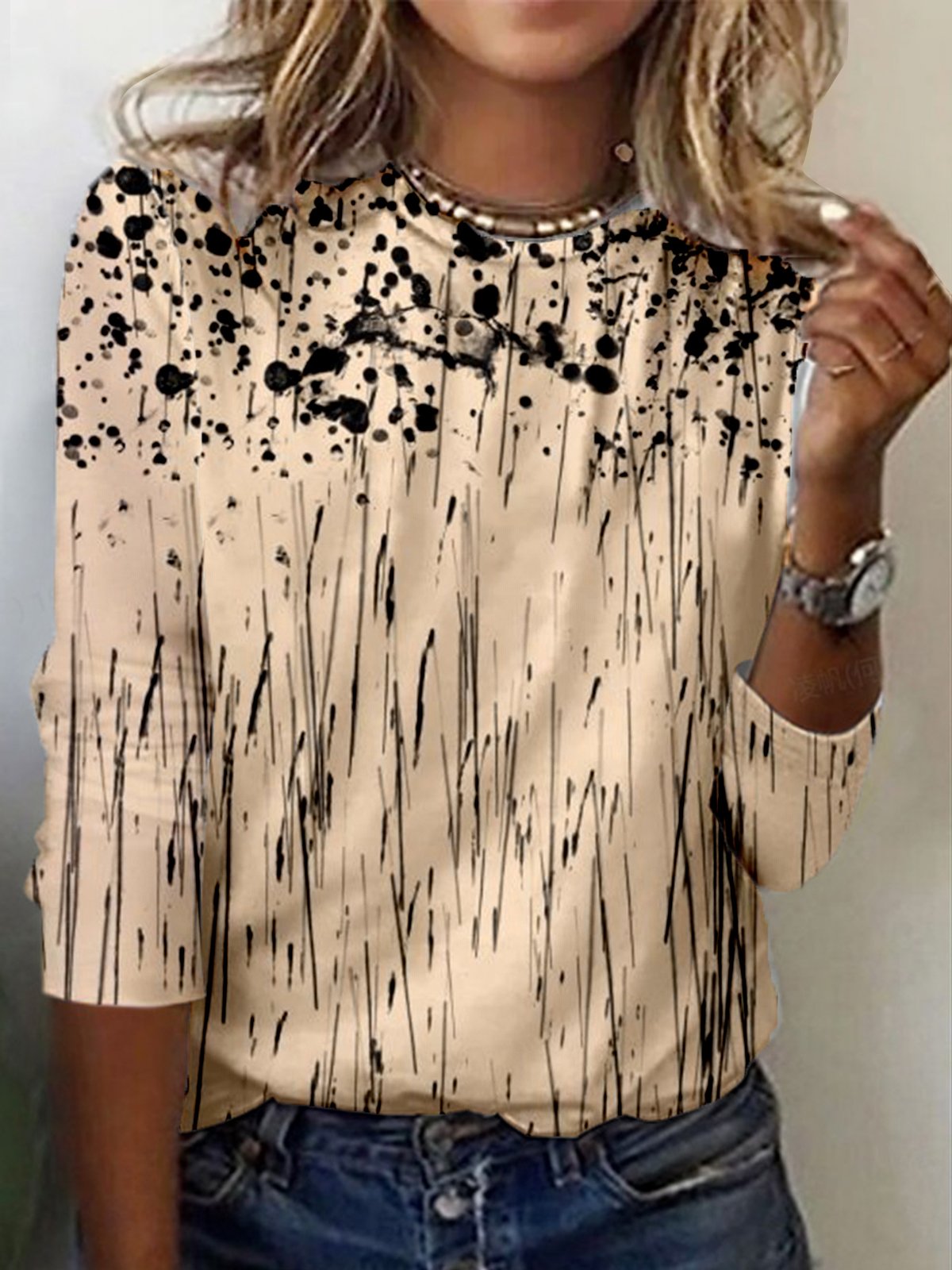 Women's Long Sleeve Tee T-shirt Spring/Fall Abstract Jersey Crew Neck Daily Going Out Casual Top