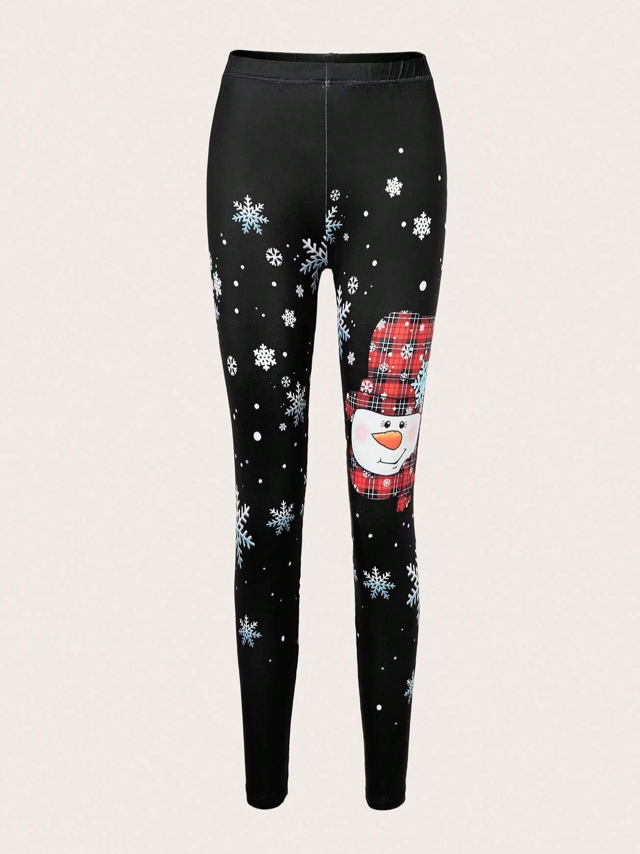 Women's Casual Christmas Snowman Jersey All Season Long Leggings