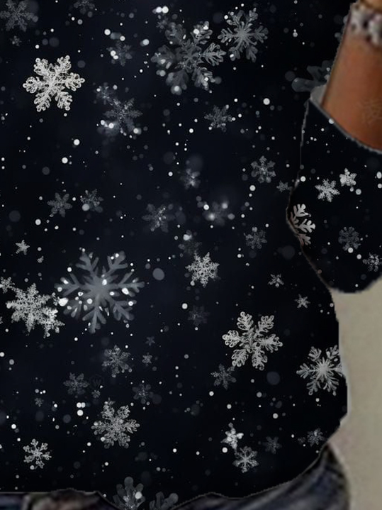 Women's Long Sleeve Tee T-shirt Spring/Fall Snowflake Jersey Crew Neck Daily Going Out Casual Top
