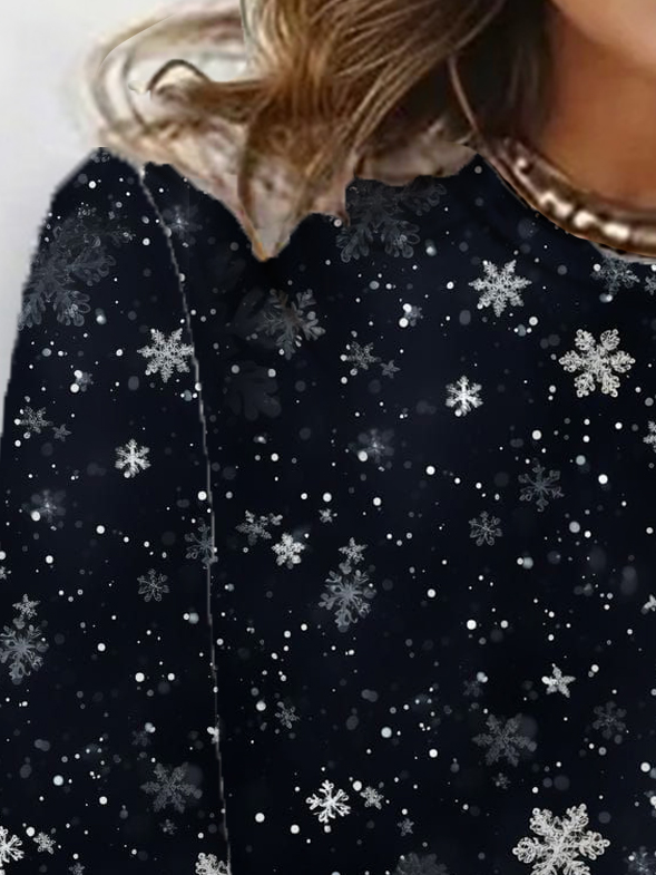 Women's Long Sleeve Tee T-shirt Spring/Fall Snowflake Jersey Crew Neck Daily Going Out Casual Top