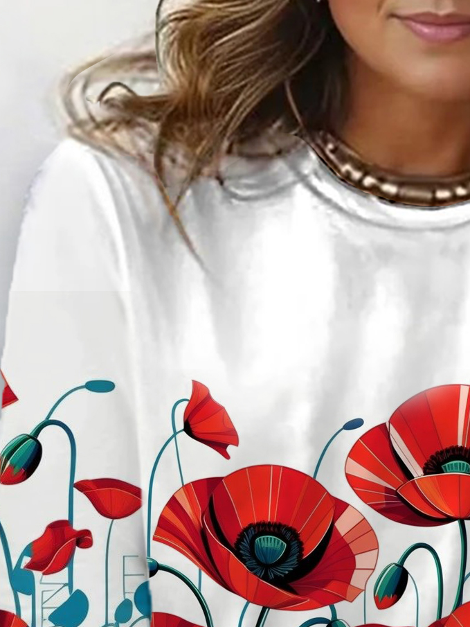 Women's Long Sleeve Tee T-shirt Spring/Fall Floral Jersey Crew Neck Daily Going Out Casual Top