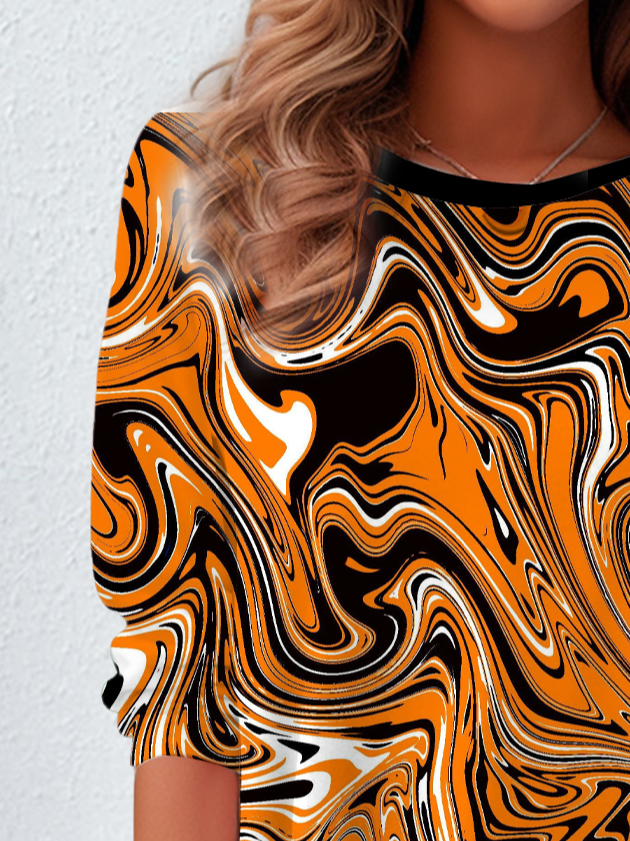 Women's Long Sleeve Tee T-shirt Spring/Fall Abstract Jersey Crew Neck Daily Going Out Casual Top