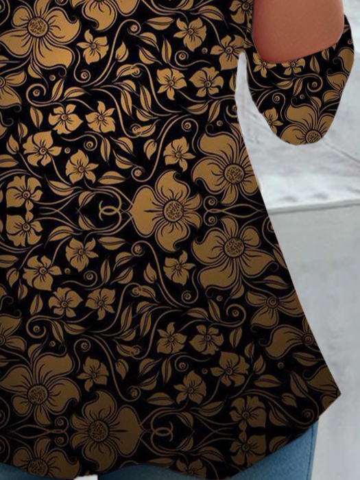 Women's Long Sleeve Tee T-shirt Spring/Fall Floral Jersey Crew Neck Daily Going Out Casual Top