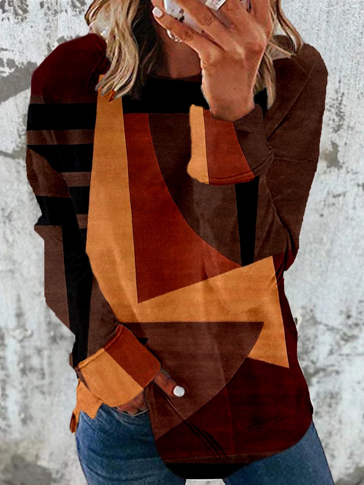 Women's Crew Neck Colorblock Casual Spring/Fall Cotton Long Sleeve Sweatshirt