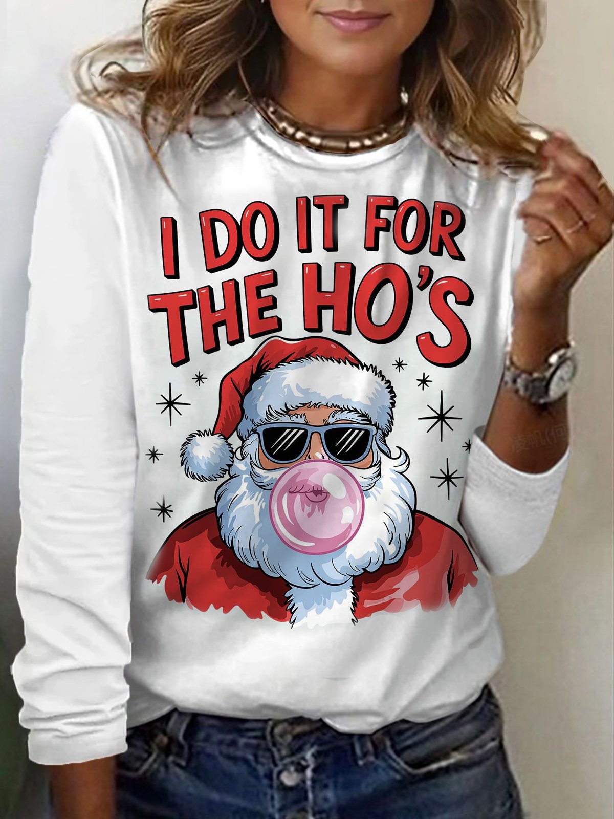 Women's Long Sleeve Tee T-shirt Spring/Fall Christmas Jersey Crew Neck Daily Going Out Casual Top