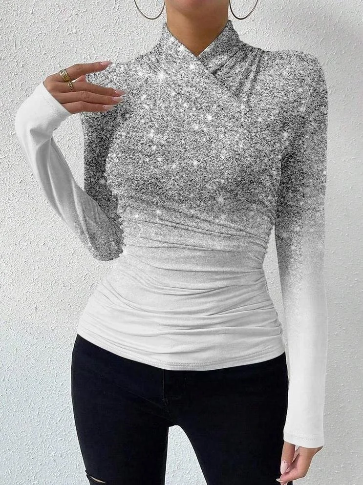 Women's Long Sleeve Blouse Spring/Fall Ombre Daily Going Out Casual Top