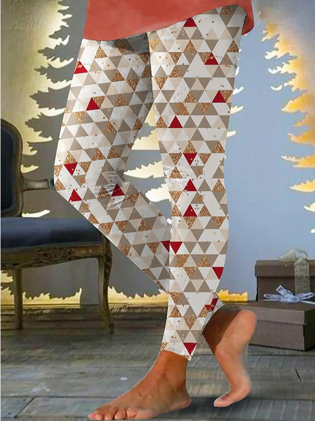 Women's Casual Geometric Jersey All Season Long Leggings