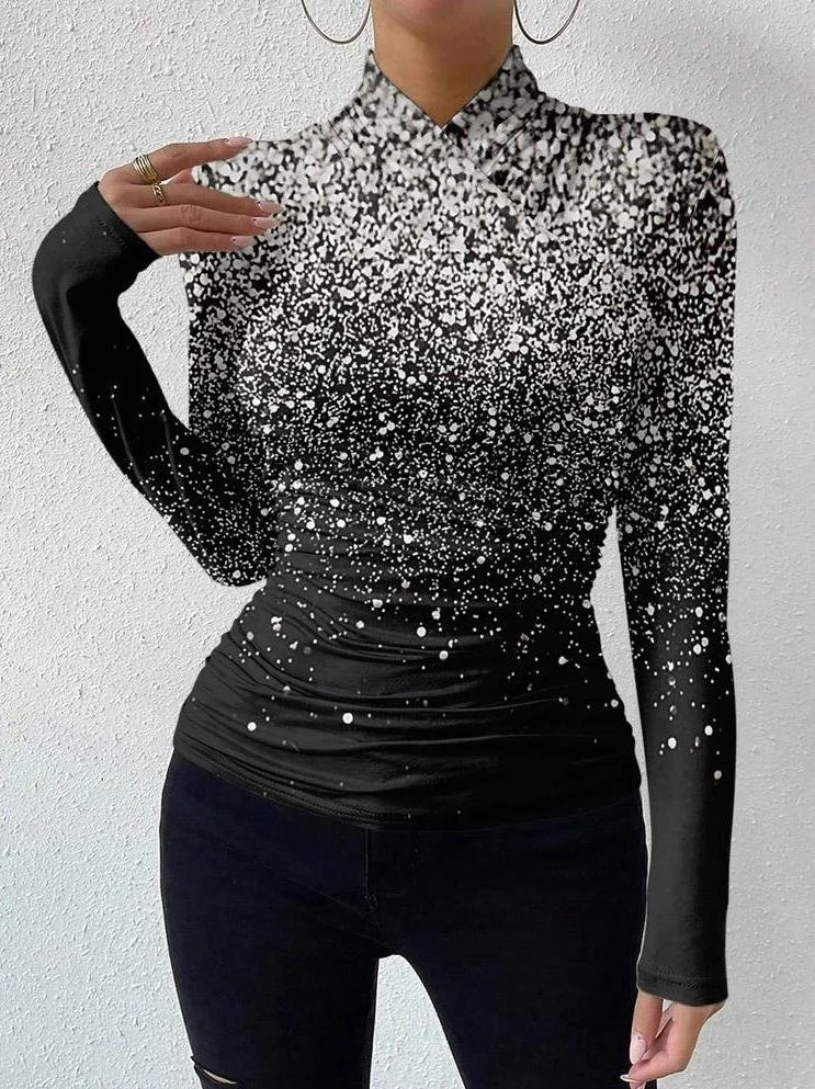 Women's Long Sleeve Blouse Spring/Fall Ombre Daily Going Out Casual Top