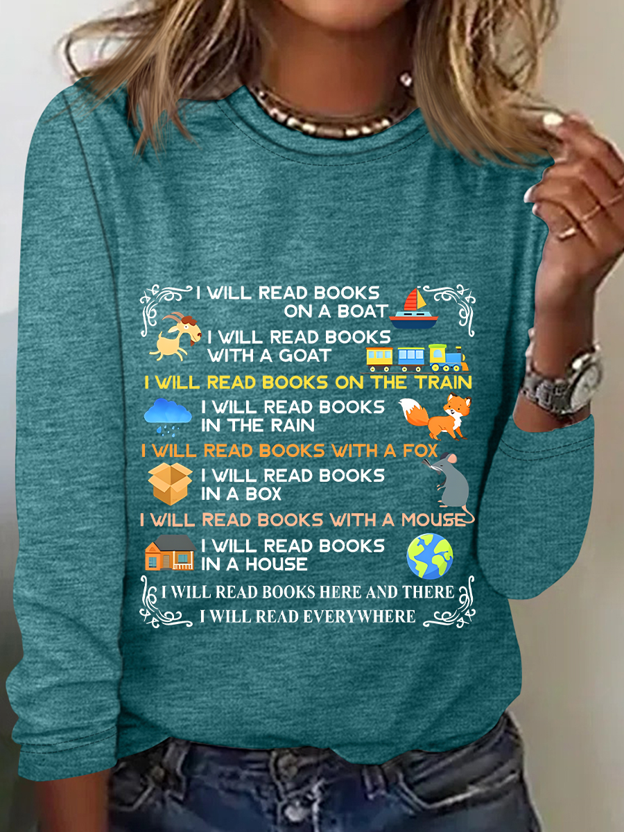 Women's Long Sleeve Blouse Spring/Fall Text Letters Crew Neck Daily Going Out Casual Top