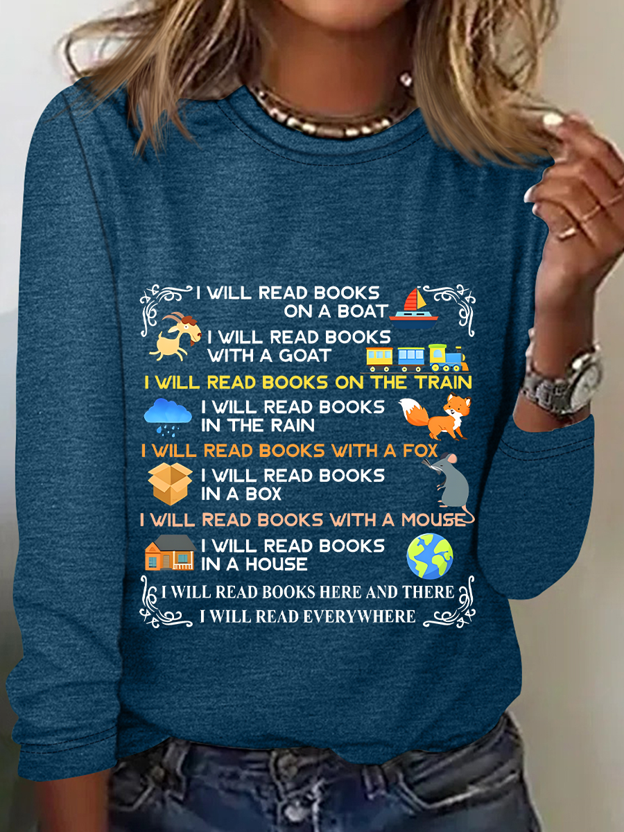 Women's Long Sleeve Blouse Spring/Fall Text Letters Crew Neck Daily Going Out Casual Top