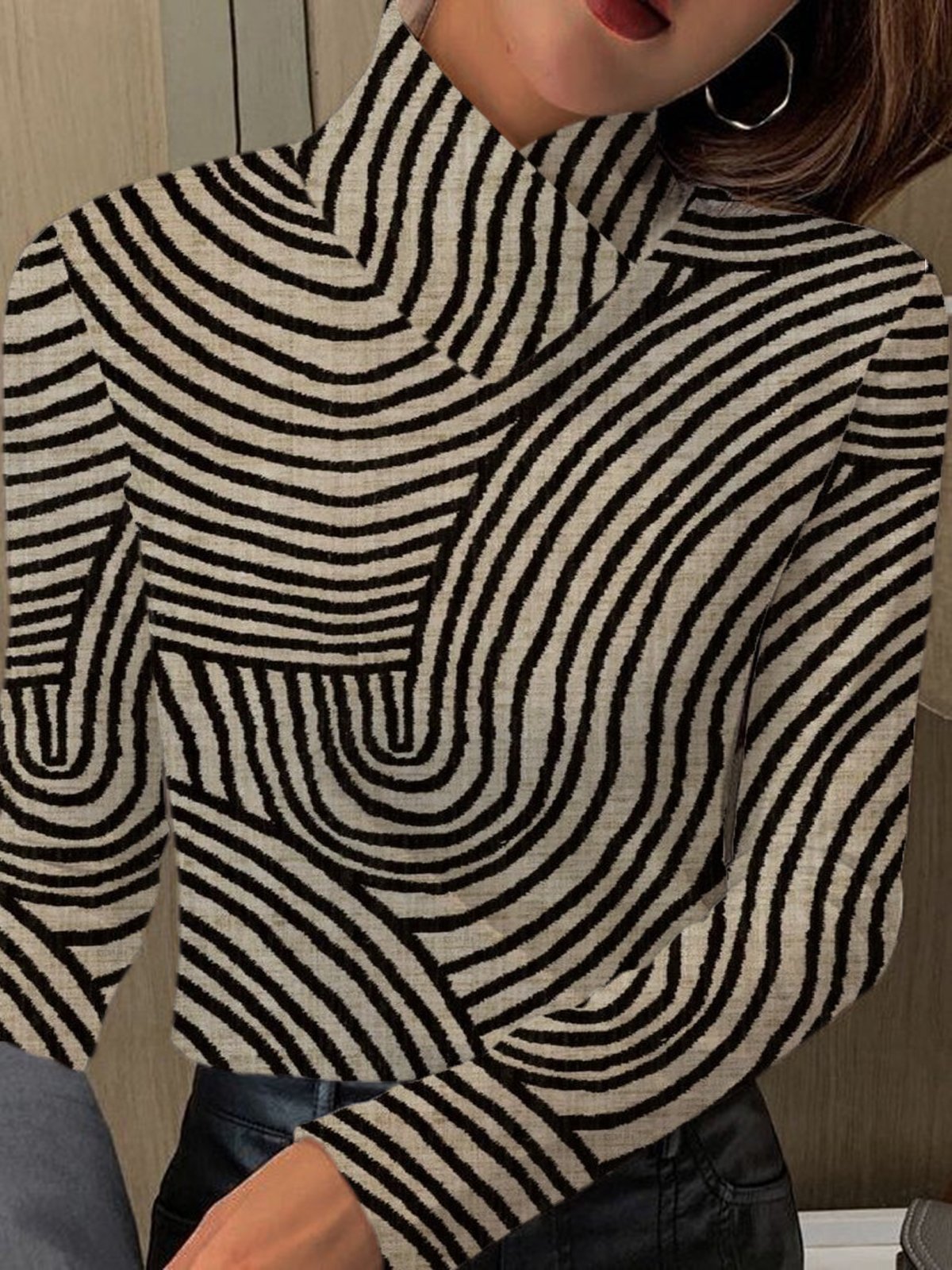 Women's Long Sleeve Blouse Spring/Fall Abstract Stripes Daily Going Out Casual Top
