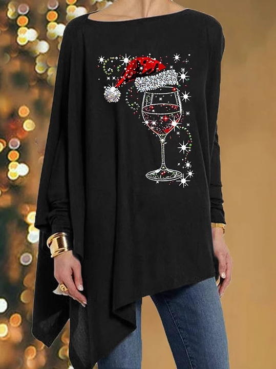 Women's Long Sleeve Blouse Spring/Fall Christmas Jersey Crew Neck Daily Going Out Casual Top