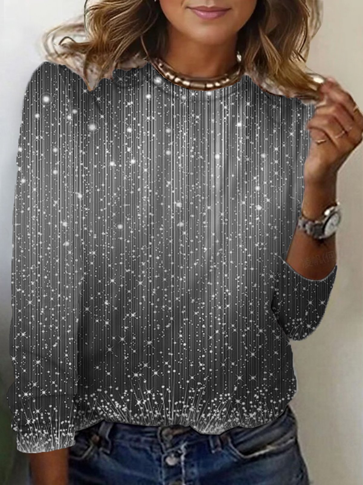 Women's Long Sleeve Tee T-shirt Spring/Fall Abstract Jersey Crew Neck Daily Going Out Casual Top