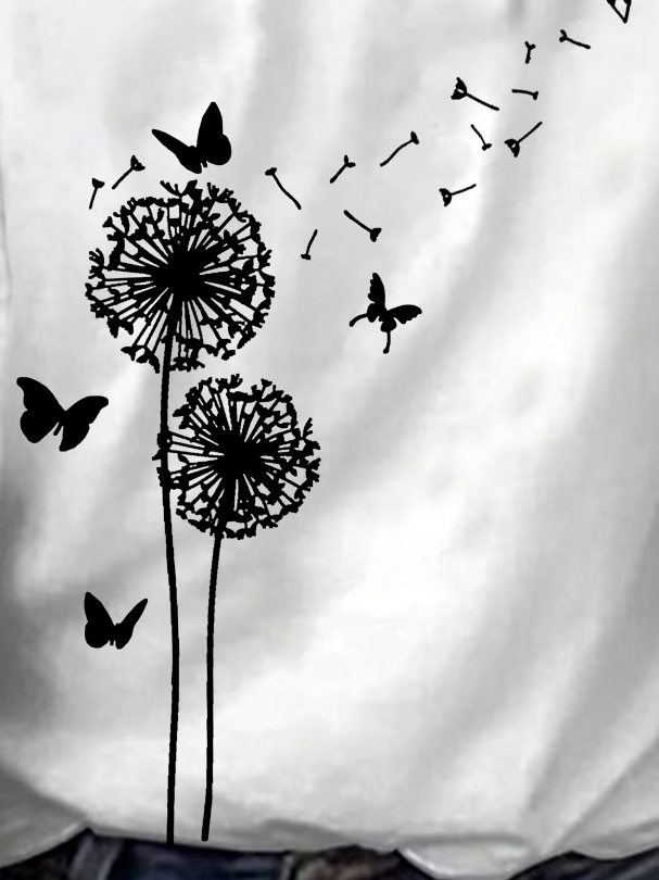 Women's Dandelion Long Sleeve Tee T-shirt Crew Neck Casual Spring/Fall Floral Top
