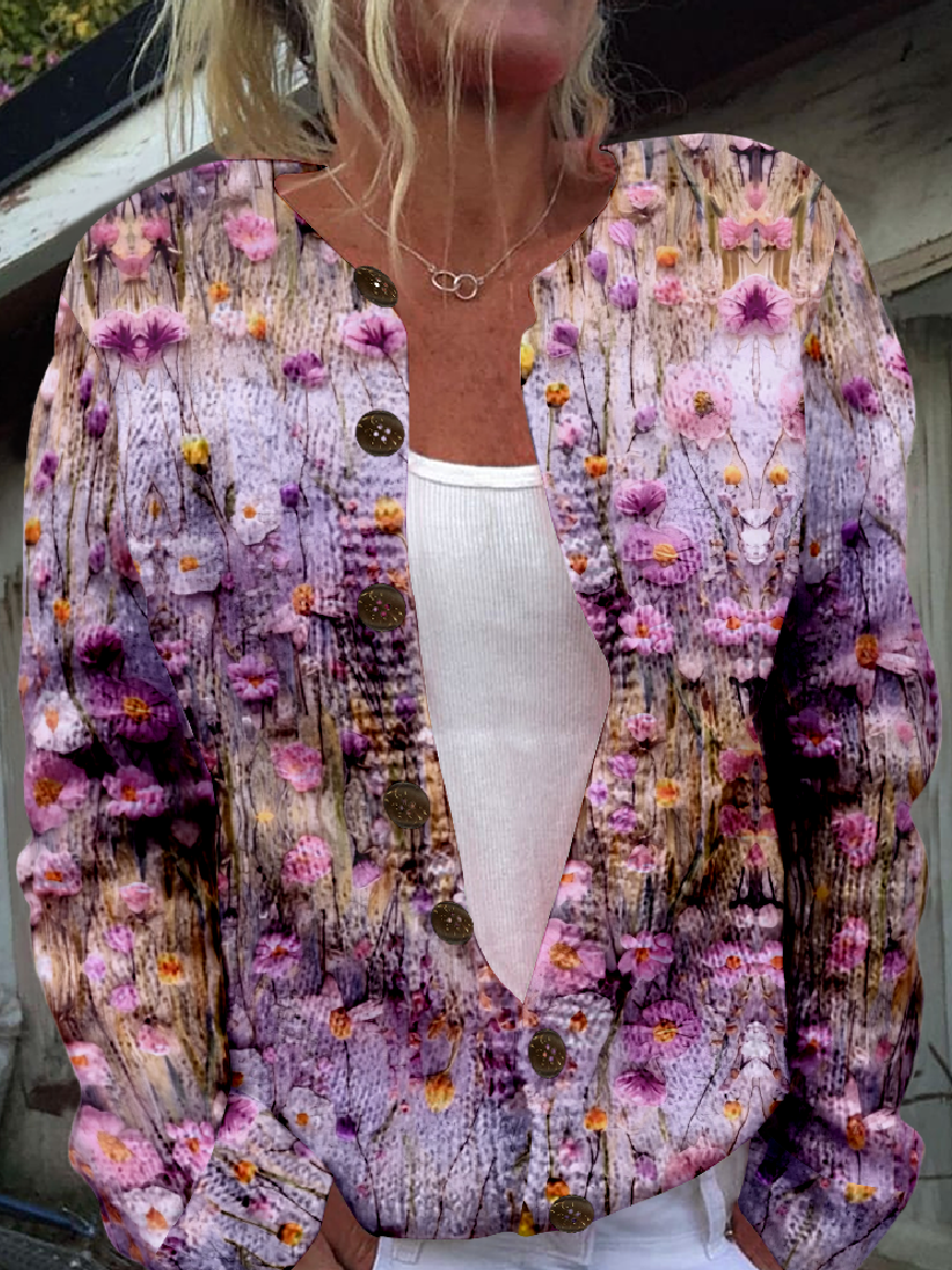 Women's Vintage Spring/Fall Floral Knitted Cardigan