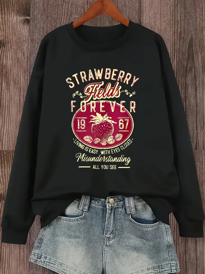 Women's Crew Neck Text Letters Casual Spring/Fall Long Sleeve Sweatshirt