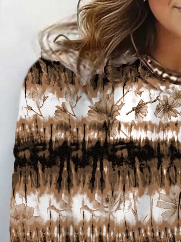 Women's Long Sleeve Tee T-shirt Spring/Fall Tie-Dye Pattern Jersey Crew Neck Daily Going Out Casual Top