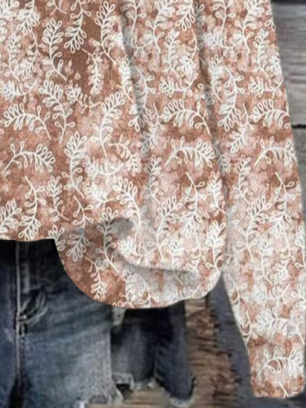 Women's Crew Neck Plants Casual Spring/Fall Cotton Long Sleeve Floral Sweatshirt