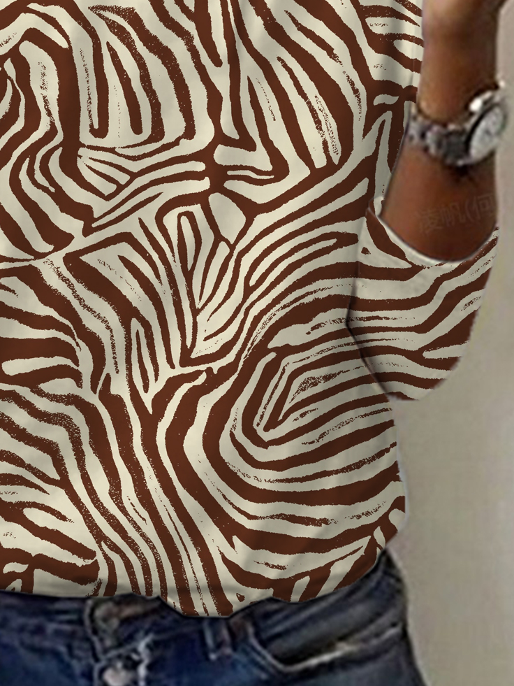 Women's Long Sleeve Tee T-shirt Spring/Fall Zebra Jersey Crew Neck Daily Going Out Casual Top