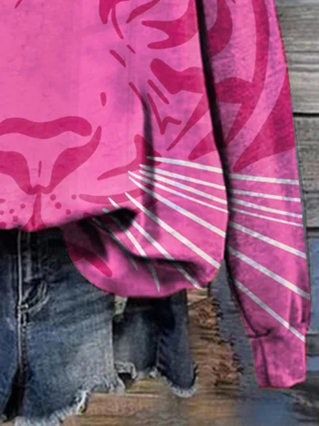 Women's Crew Neck Animal Casual Spring/Fall Long Sleeve Sweatshirt