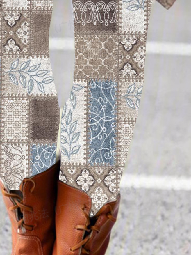 Women's Ethnic Geometry Casual All Season Long Leggings