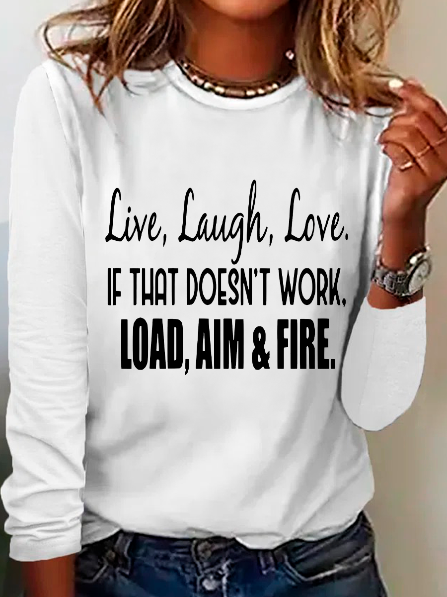 Women's Long Sleeve Blouse Spring/Fall Text Letters Crew Neck Daily Going Out Casual Top