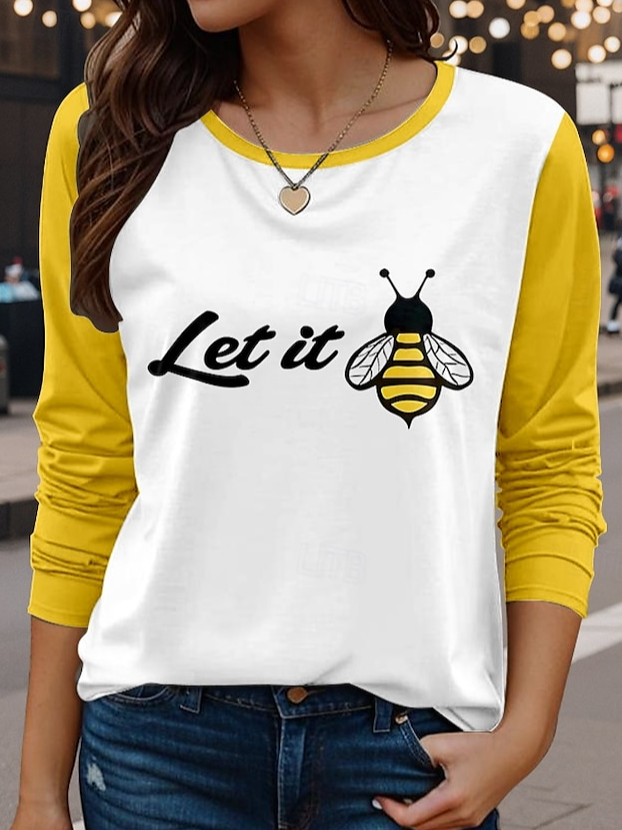Women's Long Sleeve Tee T-shirt Spring/Fall Animal Jersey Crew Neck Daily Going Out Casual Top