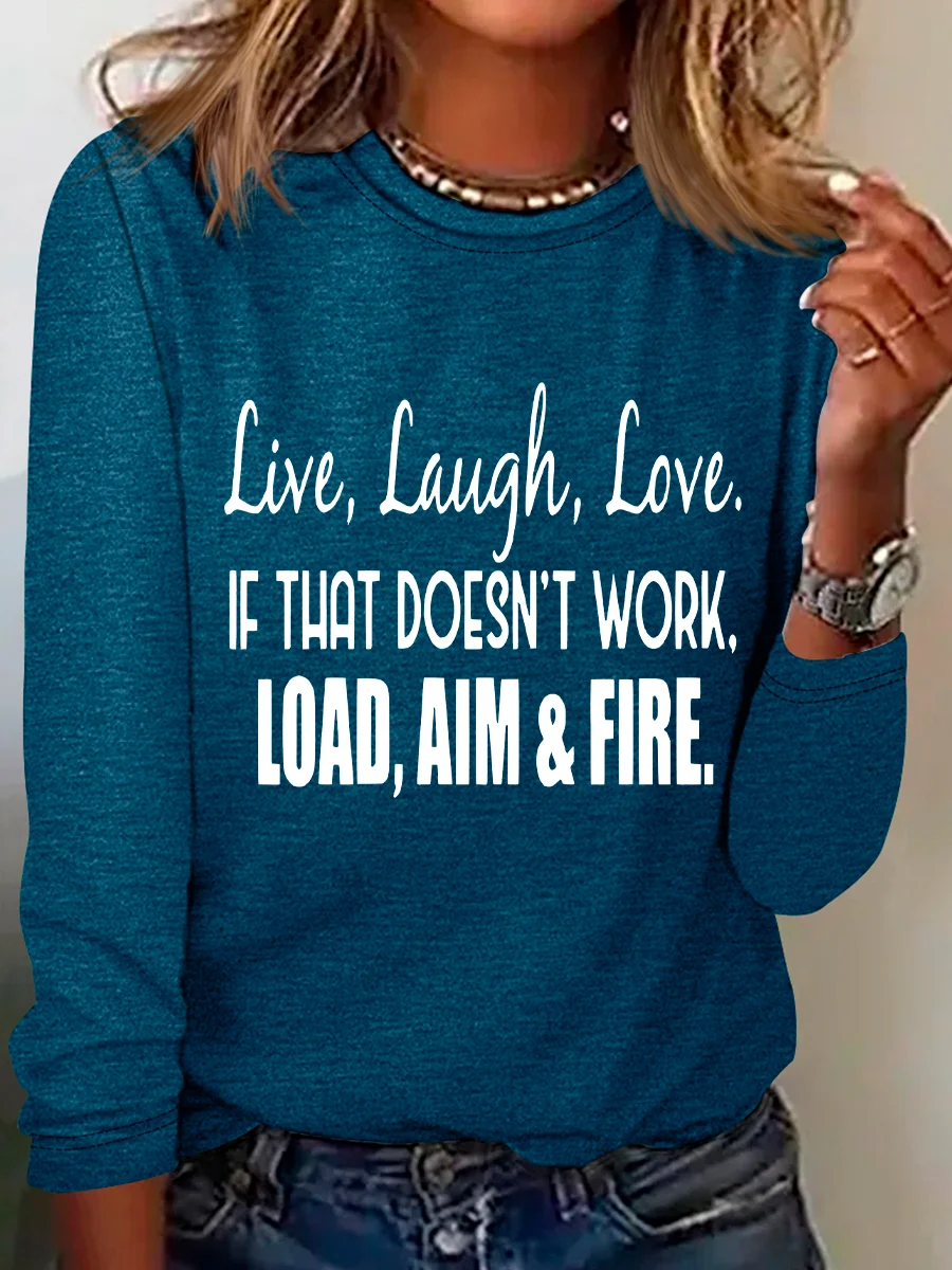 Women's Long Sleeve Blouse Spring/Fall Text Letters Crew Neck Daily Going Out Casual Top