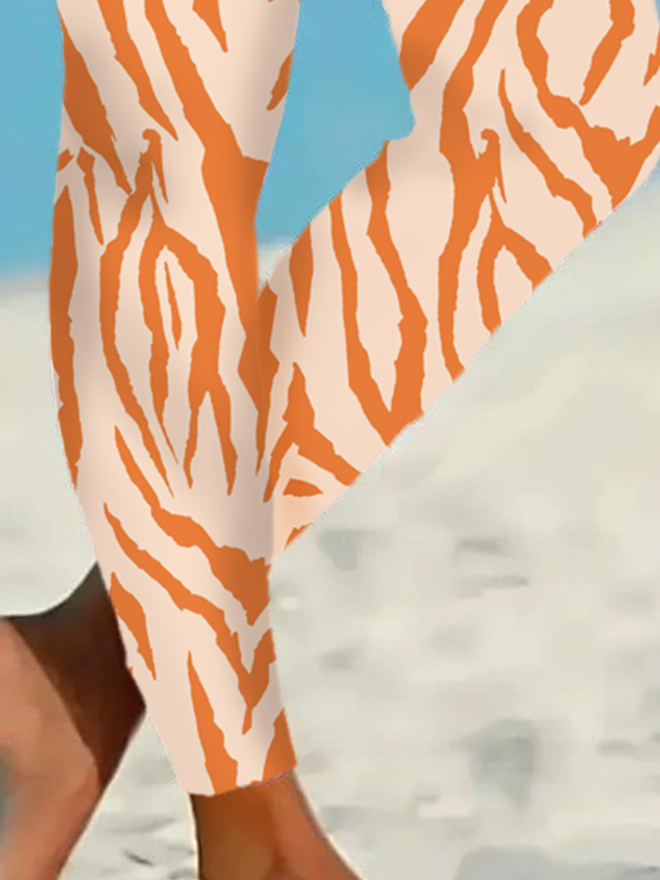 Women's Casual Zebra Jersey All Season Long Leggings