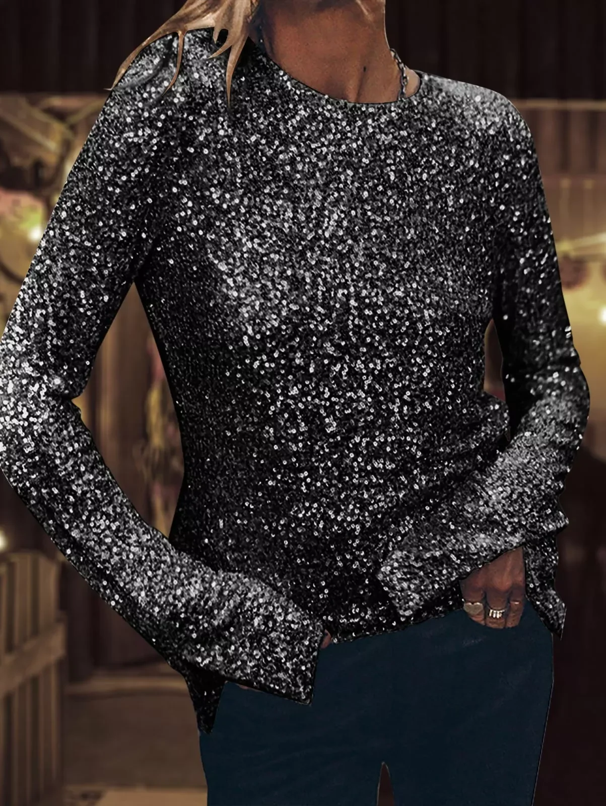 Women's Long Sleeve Tee T-shirt Spring/Fall Plain Jersey Crew Neck Daily Going Out Vintage Top