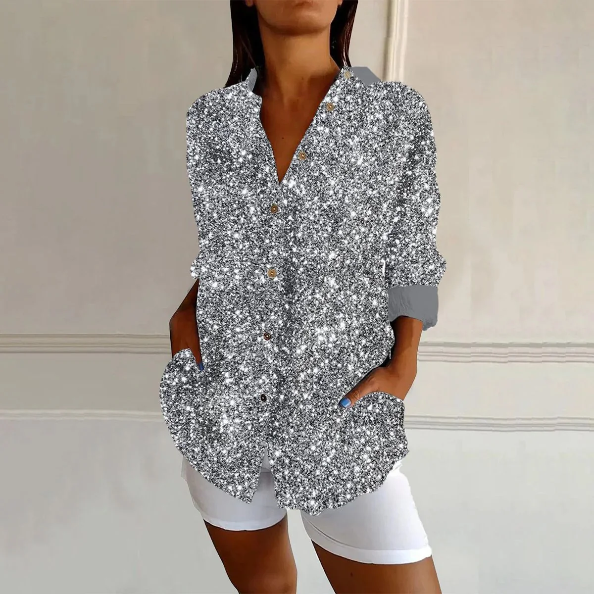 Women's Long Sleeve Shirt Spring/Fall Abstract Shirt Collar Daily Going Out Casual Top