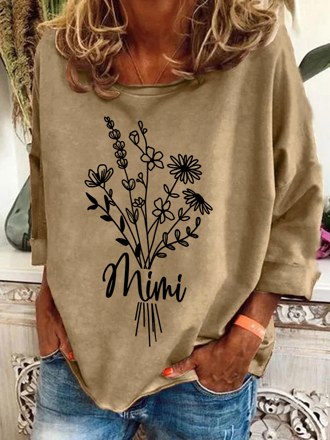 Women's Crew Neck Floral Casual Spring/Fall Long Sleeve Sweatshirt