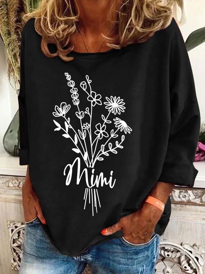 Women's Crew Neck Floral Casual Spring/Fall Long Sleeve Sweatshirt
