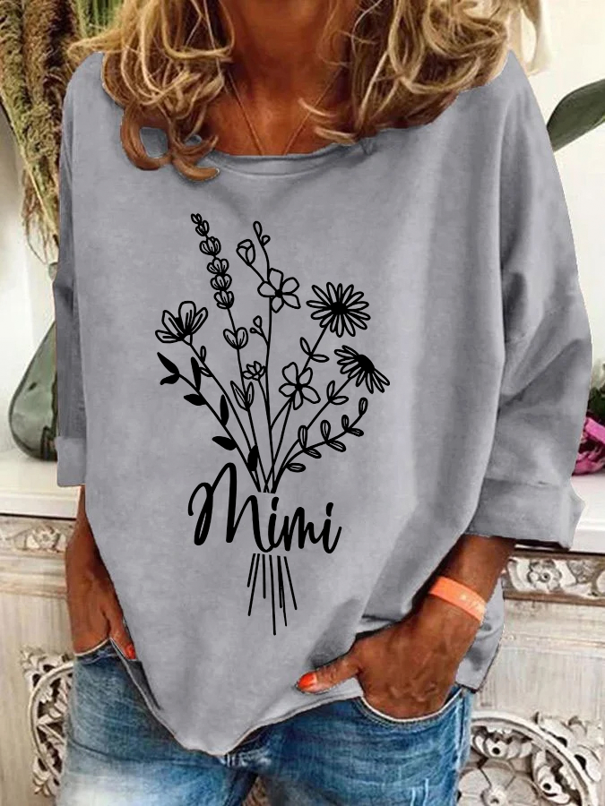 Women's Crew Neck Floral Casual Spring/Fall Long Sleeve Sweatshirt
