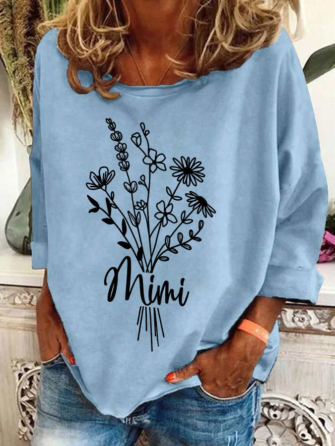 Women's Crew Neck Floral Casual Spring/Fall Long Sleeve Sweatshirt