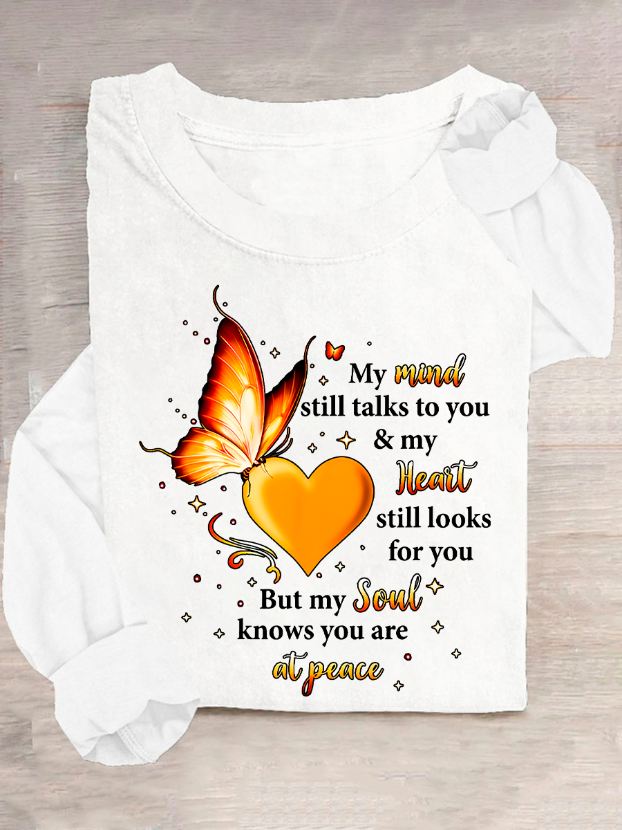 Women's Long Sleeve Blouse Spring/Fall Text Letters Cotton-Blend Crew Neck Daily Going Out Casual Top