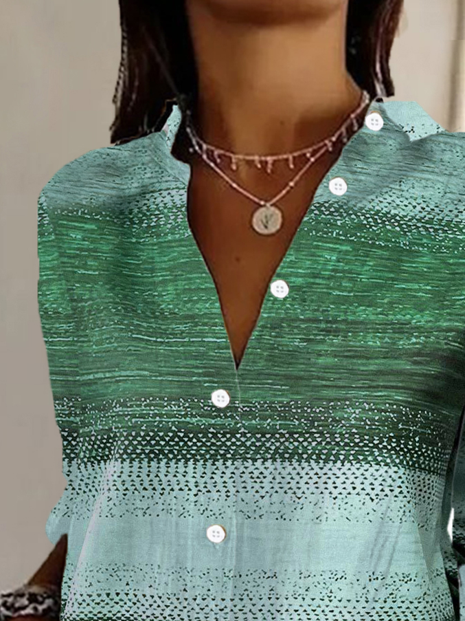 Women's Long Sleeve Shirt Spring/Fall Abstract Shirt Collar Vacation Going Out Casual Top