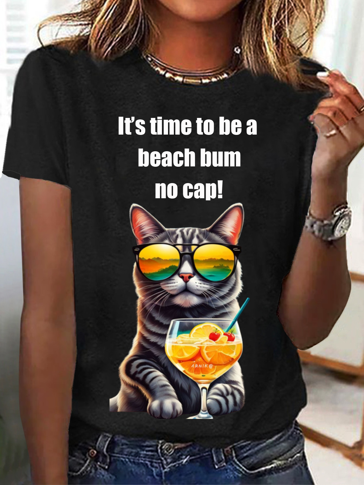 Women's Long Sleeve Tee T-shirt Spring/Fall Cat Jersey Crew Neck Daily Going Out Casual Top