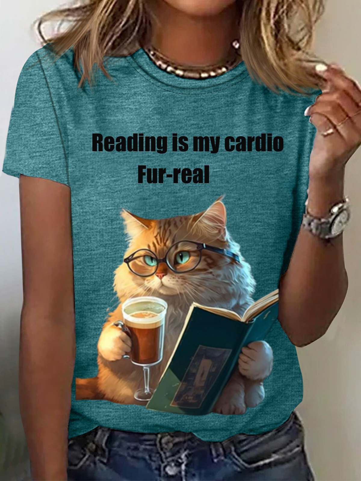 Women's Short Sleeve Tee T-shirt Summer Cat Jersey Crew Neck Daily Going Out Casual Top