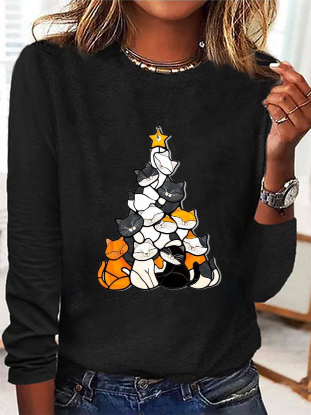 Women's Long Sleeve Tee T-shirt Spring/Fall Dog Jersey Crew Neck Daily Going Out Casual Top