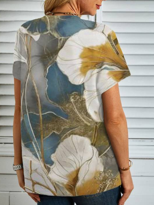 Women's Short Sleeve Tee T-shirt Summer Floral Jersey Crew Neck Daily Going Out Casual Top