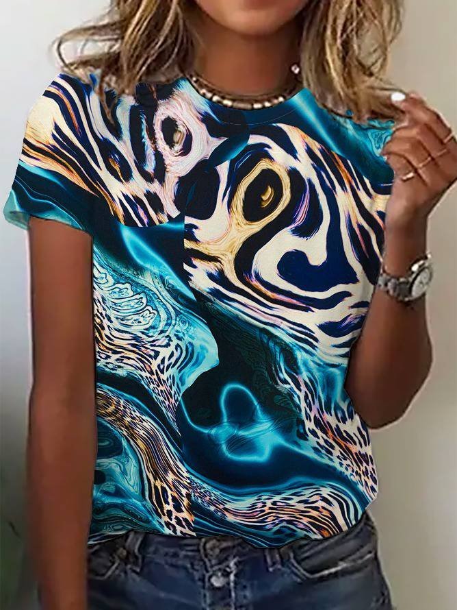 Women's Short Sleeve Tee T-shirt Summer Leopard Jersey Crew Neck Daily Going Out Casual Top