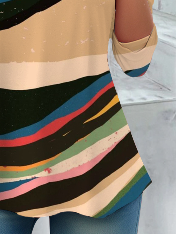 Women's Long Sleeve Tee T-shirt Spring/Fall Geometric Jersey Crew Neck Daily Going Out Casual Top