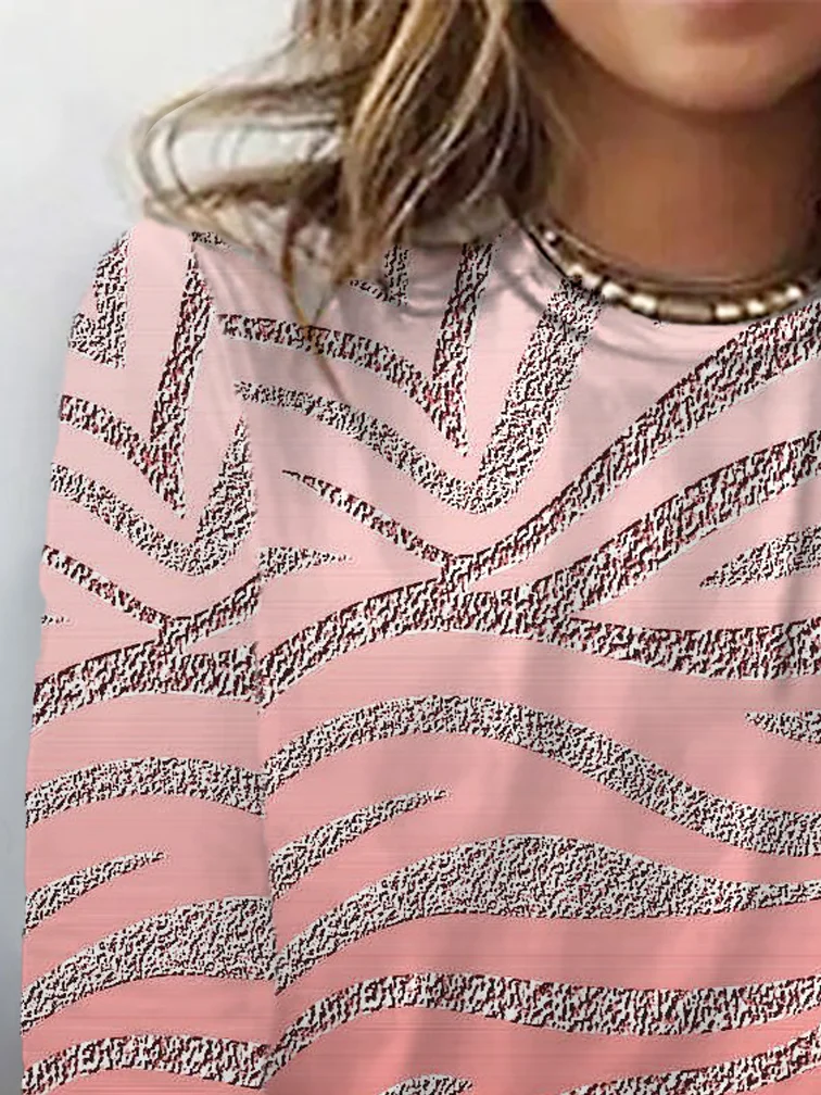 Women's Long Sleeve Tee T-shirt Spring/Fall Geometric Jersey Crew Neck Daily Going Out Casual Top