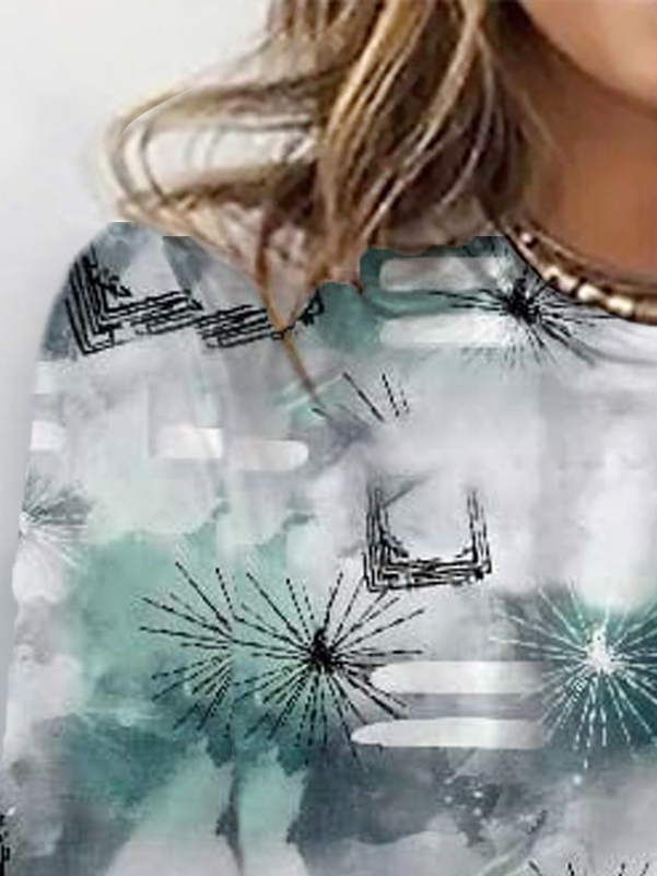 Women's Long Sleeve Tee T-shirt Spring/Fall Abstract Jersey Crew Neck Daily Going Out Casual Top