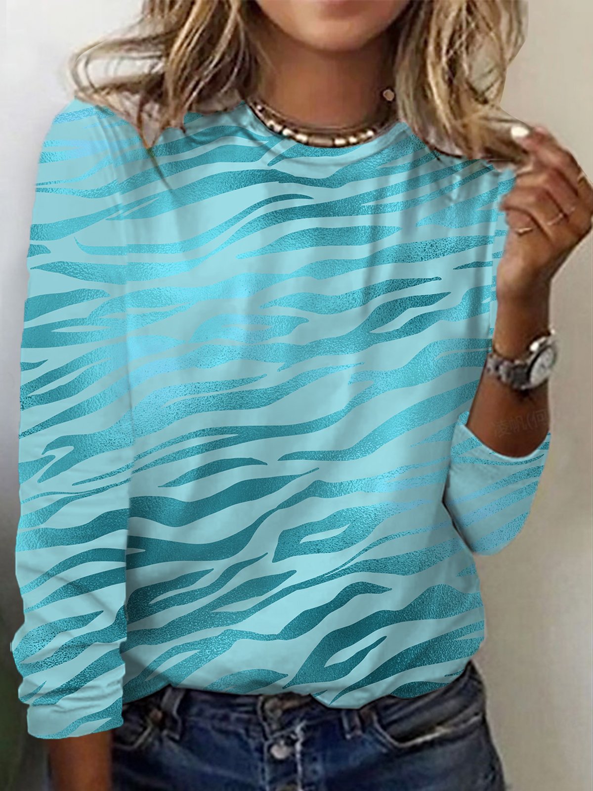 Women's Long Sleeve Tee T-shirt Spring/Fall Geometric Jersey Crew Neck Daily Going Out Casual Top